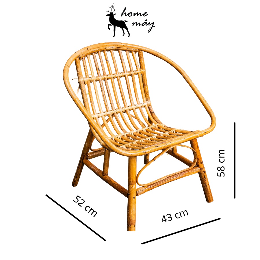 Ghế mây con sò HOME MÂY chính hãng đan tự nhiên - Sản phẩm phù hợp cho quán cafe, trang trí gia đình, ban công,..