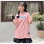 Áo thun nữ dáng rộng tay lỡ freesize màu hồng vàng xanh lá - click