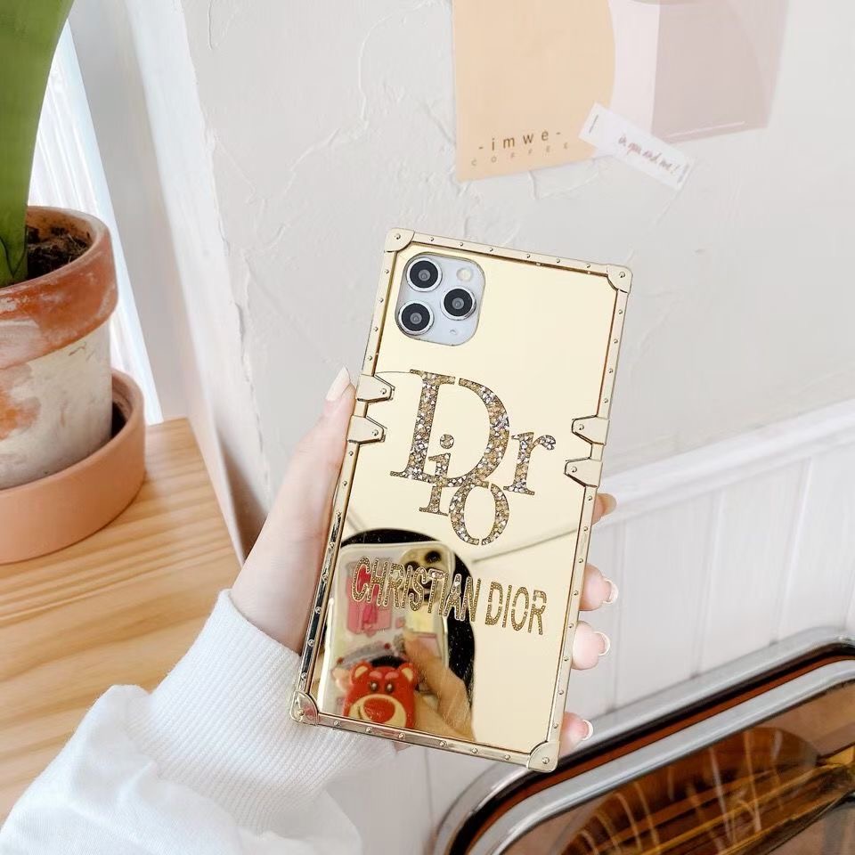 Realme 7 8 9 10 12 PRO 12X C67 C63 C61 C55 C53 C51 C11 C15 C12 C25 C30 C31 C33 C35 C21Y C25Y Flash Diamond Vàng Hợp Thời Trang Thương Hiệu Gương Kim Cương Giả Vuông Điện Thoại