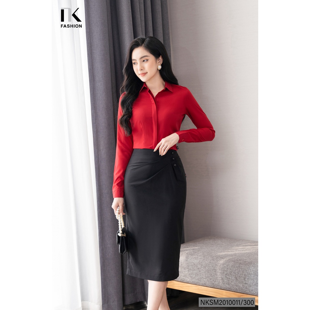 Áo Sơ Mi Nữ Công Sở Cao Cấp Dài Tay NK FASHION, Thiết Kế Đơn Sắc Tối Giản Thanh Lịch NKSM2010011