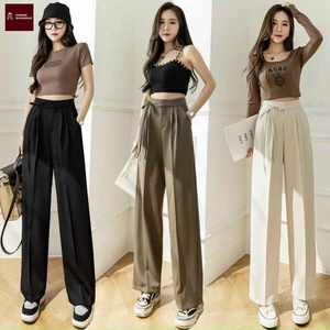 Quần Dài Ống Rộng Lưng Cao Thời Trang Hàn Quốc Cho Nữ m25