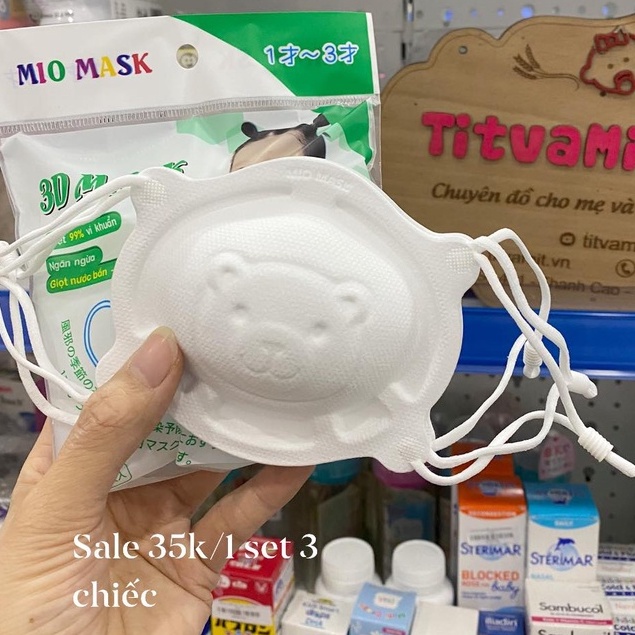 Set 3 khẩu trang Mio Mask, Khẩu trang gấu cho bé kháng khuẩn, khẩu ...
