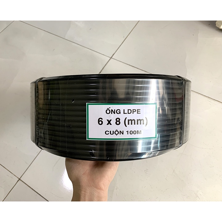 Cuộn 50 - 100 - 200m ống LDPE 8mm (6x8) nhựa nguyên sinh . Là loại ống  cứng dẻo, không phải PVC mềm