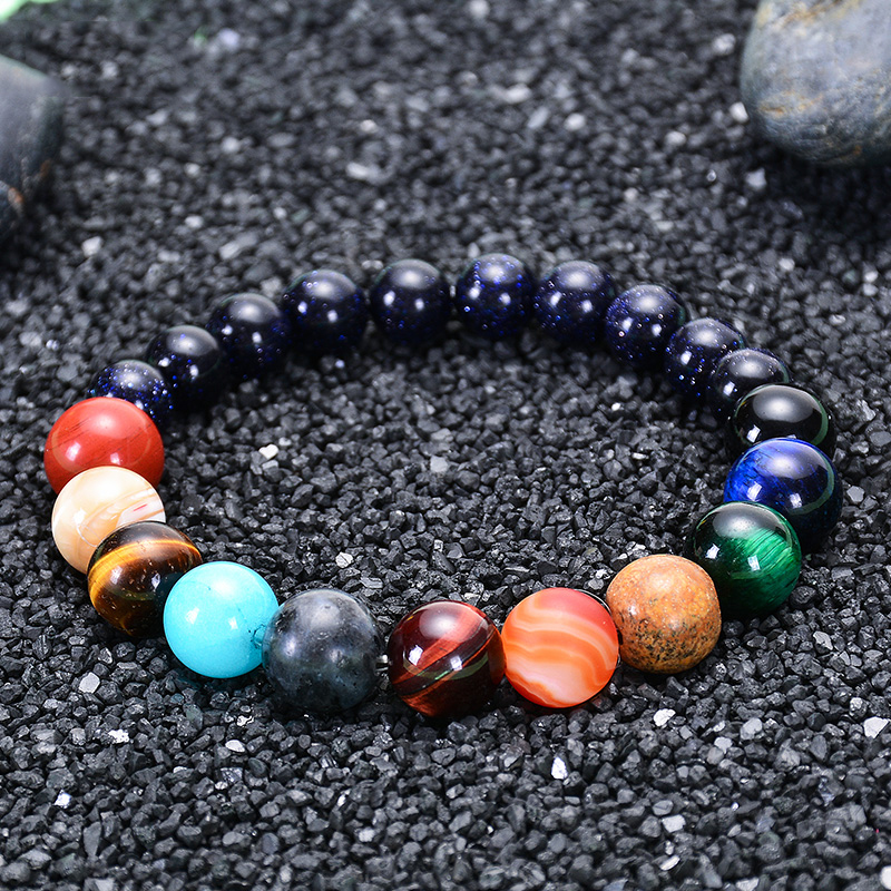 Vòng Tay Chuỗi Hạt Đá Chakra Thiên Nhiên Hệ Mặt Trời Galaxy Thời Trang Cho Nam Và Nữ