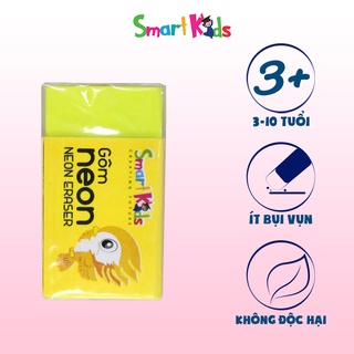 Gôm smartkids màu Neon (1 cái) Dành cho học sinh, sinh viên. Dễ dàng tẩy sạch chì. An toàn, không độc hại