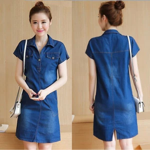 Đầm Denim Nữ Cỡ Lớn Thoải Mái Thời Trang Xuân Hè 2018