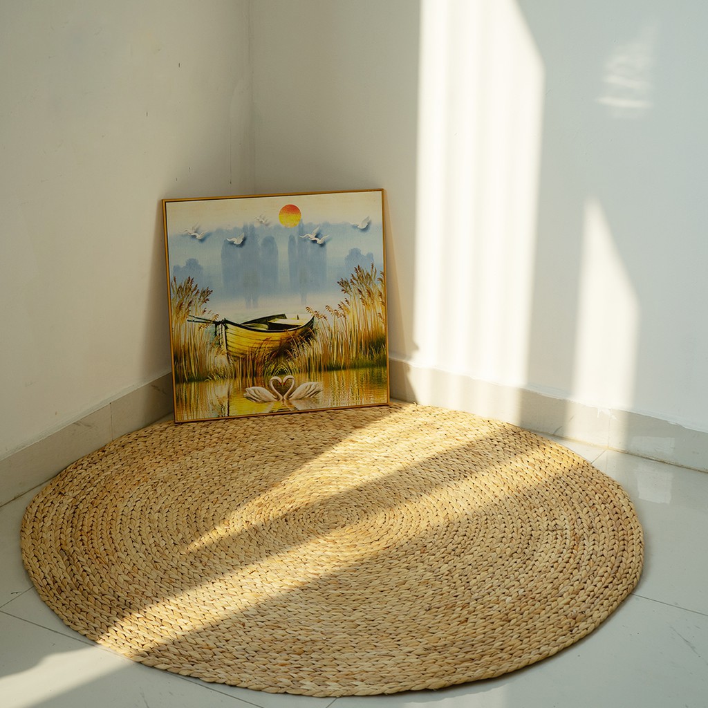 Thảm cói trải sàn hình tròn siêu dày, chuẩn kích thước - Sản phẩm từ HOME MÂY