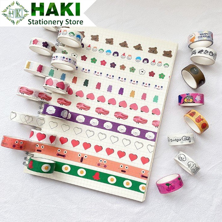 Washi tape cute HAKI, băng dính washi tape in họa tiết đáng yêu ...