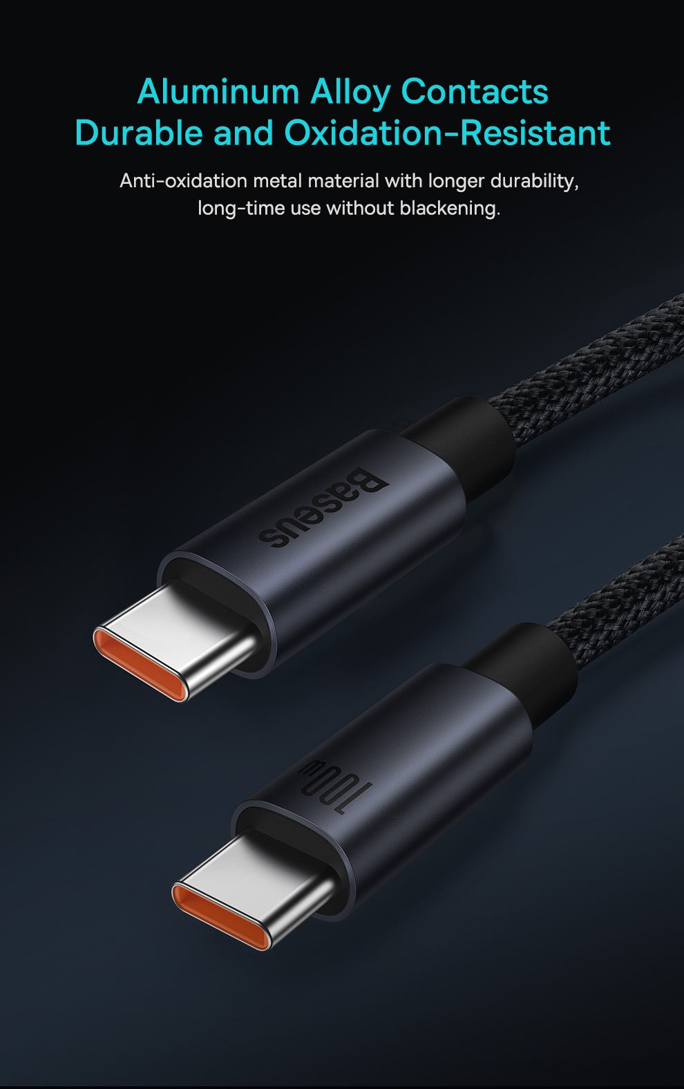 Cáp sạc nhanh BASEUS PD 100W USB-C sang Type-c thích hợp cho Phone 15 Xiaomi Samsung MacBook iPad – ảnh mô tả chi tiết 10