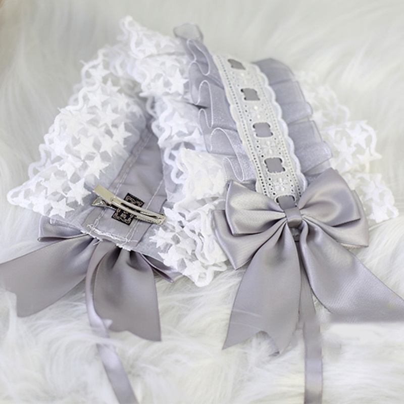 Vic Ngôi Sao Ren Đầu Gothic Người Giúp Việc Xù Mũ Đội Đầu Đồ Trang Trí Ruy Băng Nơ Kẹp Tóc Vintage Cosplay Đảng Tóc Accesso