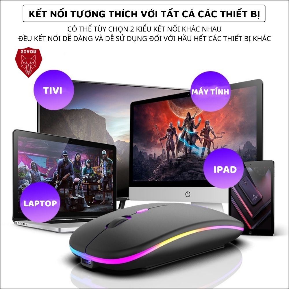Chuột Không Dây Bluetooth X15 Sử Dụng Pin Sạc Lithium, Có Led RGB, Kết Nối Đa Năng Máy Tính, Laptop | BigBuy360 - bigbuy360.vn