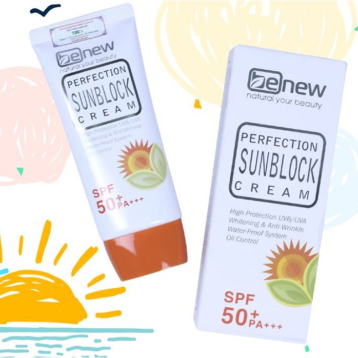 Ảnh Kem Chống Nắng Kiềm Dầu Lên Tông Benew Perfection Sun Block Cream Spf 50 PA +++ Hàn Quốc 50ml/ Hộp 3