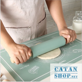 Cây lăn bột, cán bột bằng silicon tay cầm bằng gỗ dài 30cm, dụng cụ làm bánh chống dính cao cấp GD533-LanBot-30cm
