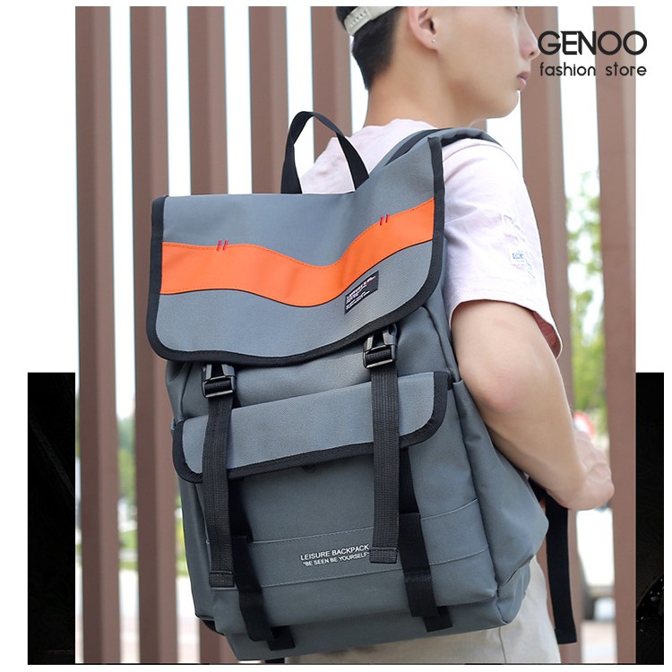 Balo Nam Vải Chống Nước Cao Cấp Balo, Cặp Đi Học Cực Chất Có Dải Phản Quang GN0019 - GENBAG