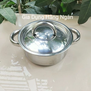 Xoong / Nồi inox 2 quai 18cm dày - Nồi dùng bếp từ, bếp ga