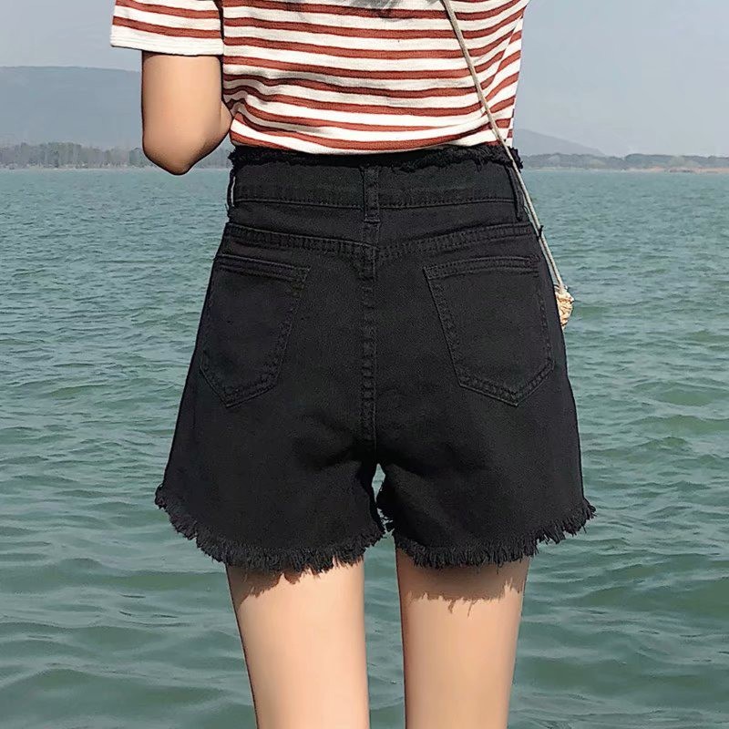 Ảnh Quần Short Denim Lưng Cao Dáng Rộng Phong Cách Hàn Quốc Thời Trang Mùa Hè 4 Màu Sắc Chọn Lựa Dành 1