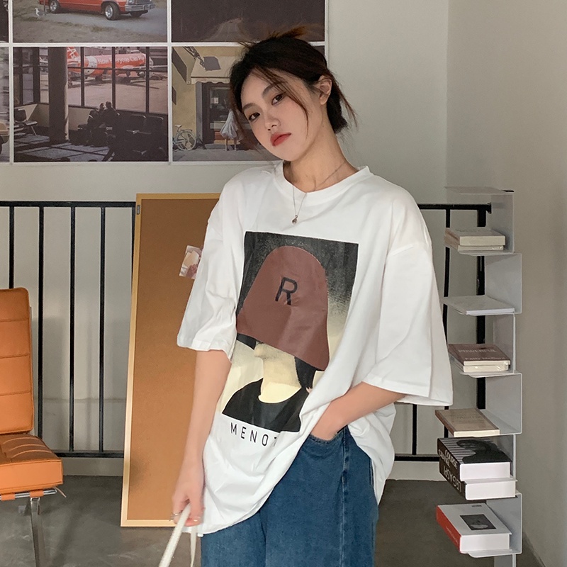 SUXI Áo thun cotton ngắn tay cổ tròn thời trang hè cho nữ