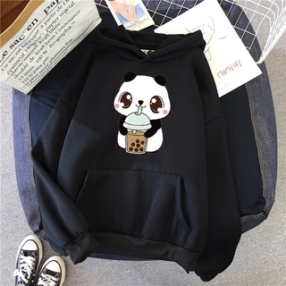 Áo Hoodie Hoody Bé Gấu Trúc Uống Trà Sữa In Hình Áo Dạo Phố Dễ Thương