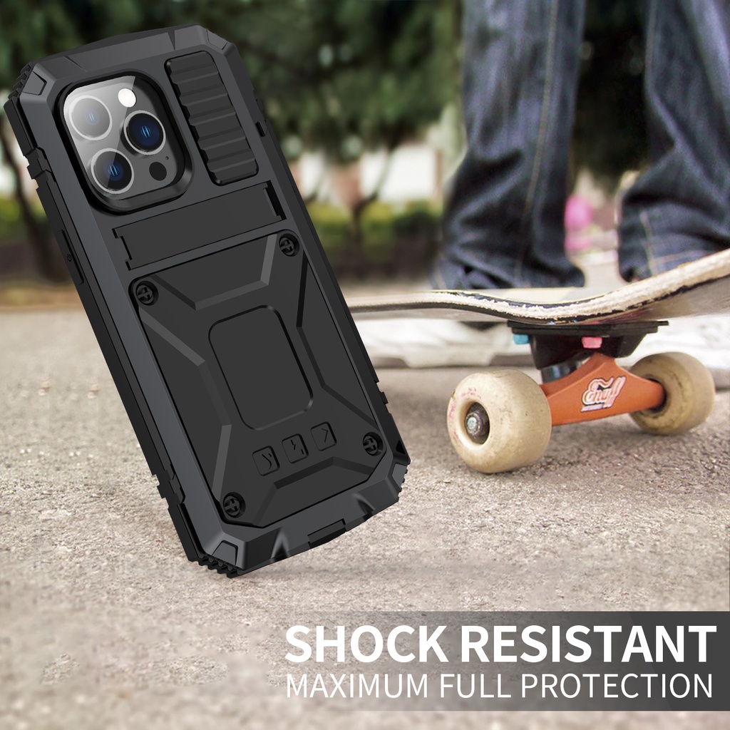 Vỏ kim loại giáp chống sốc cho iPhone 16 15 14 Plus 13 Pro MAX 12 IP54 Ốp lưng nhôm chống nước chịu lực nặng Vỏ điện thoại cho iPhone 16 Pro