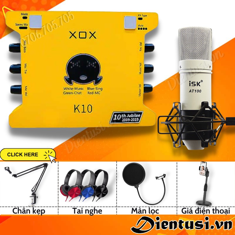 Sound card XOX K10 10th Bản 2020 Và Micro ISK AT100 Shopee Việt Nam
