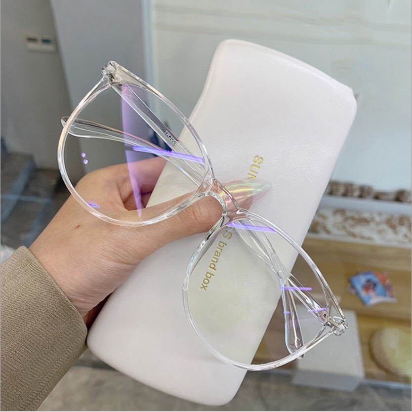 Kính mắt thời trang nam nữ mắt kính không độ gọng tròn chống tia UV phong cách Hàn Quốc đẹp giá rẻ HANASO 068