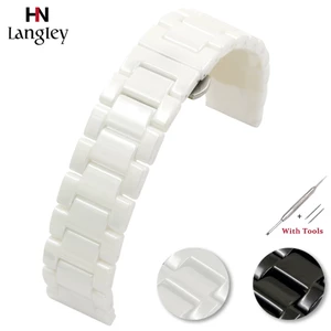 Dây đồng hồ bằng sứ cao cấp 16mm 18mm 20mm 2 màu trắng đen