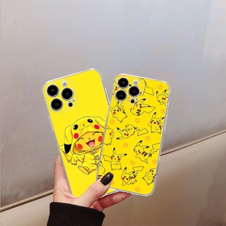 Ốp điện thoại trong suốt Pikachu màu vàng cho iPhone 16 15 14 13 12 11 Pro Promax 14Plus mini X XS XR XSMAX 6 6s 5 5S 6plus / 6splus 7 8 SE2020 7plus / 8Plus TPU Soft Cover QMZT