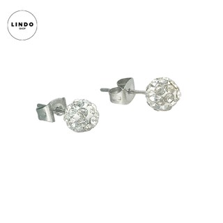 Bông tai unisex đính đá basic LINDO titan không đen, không gỉ đơn giản dễ đeo, đeo được nhiều dịp