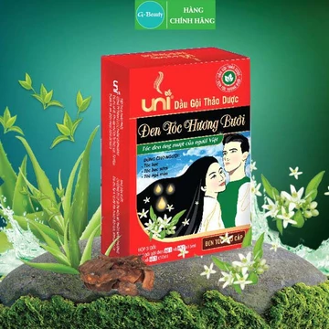Dầu gội đen tóc, dầu gội thảo dược đen tóc Uni, phủ bạc tóc, dùng cho người tóc bạc, tóc bạc sớm, nhuộm tóc đen tại nhà.
