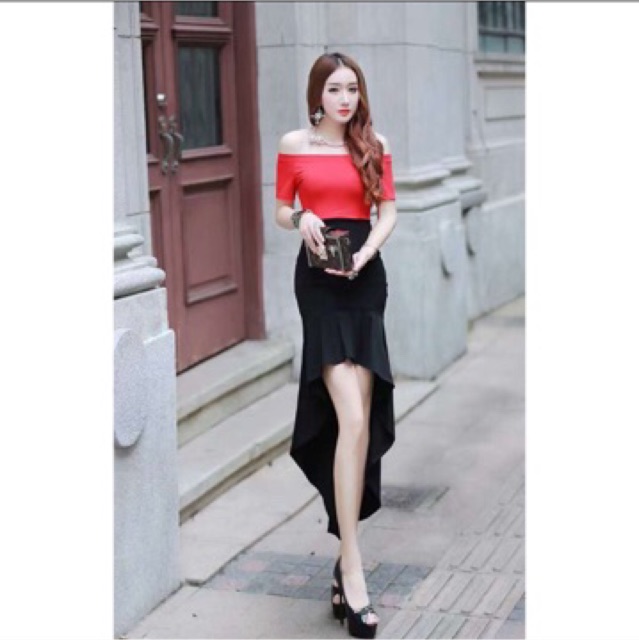 Đầm dự tiệc bẹt vai đuôi cá quyến rũ