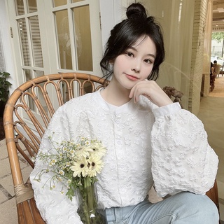 Áo Sơ Mi Tay Dài Phồng Dáng Rộng Thêu Họa Tiết Baju Baju Wanita Lengan Panjang Hàng Mới Có Sẵn