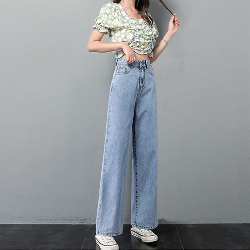 Ảnh Quần Jeans Lưng Cao Ống Rộng Thời Trang Cho Nữ 2