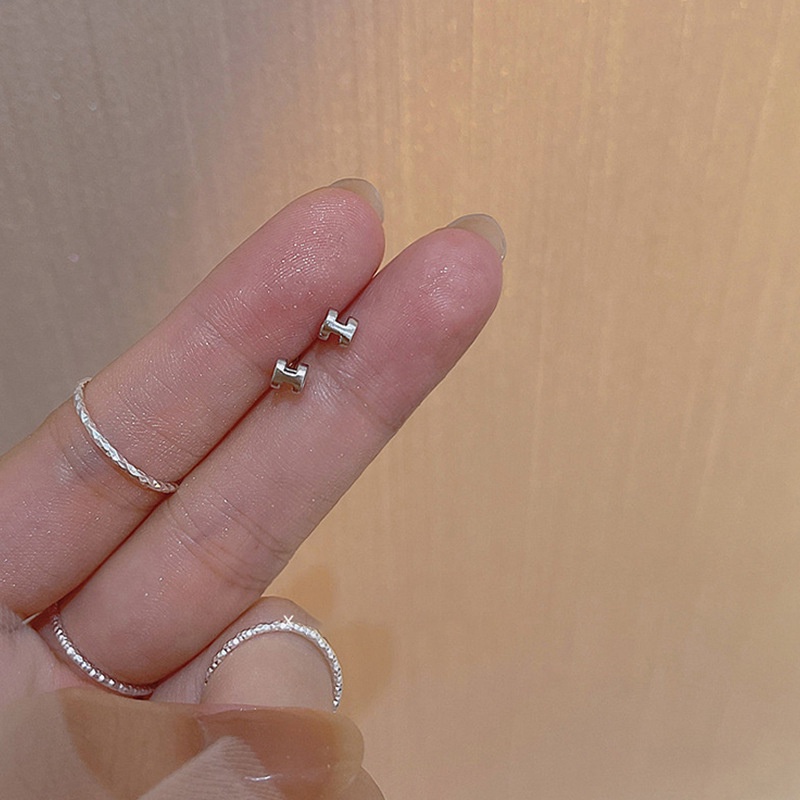 MIAOYA  Bông Tai Mạ Bạc 925 Hình Chữ H Cao Cấp Thời Trang Dành Cho Nữ
