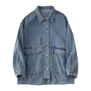 Phong Cách Hàn Quốc Nữ Trơn Áo Khoác Denim Dài Tay Rời Áo Khoác Quần Jean Ngắn