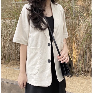 Áo khoác blazer ngắn tay chất linen thiết kế Ma Vie