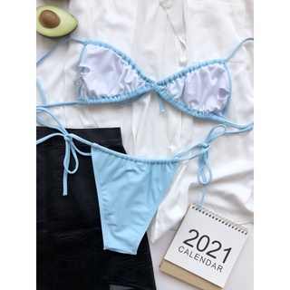 Bộ Đồ Bơi Bikini Hai Mảnh Màu Sắc Kẹo Ngọt Có Thể Gập Lại Dành Cho Nữ