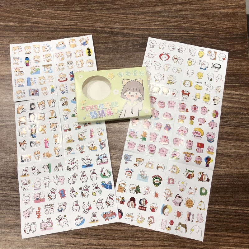 Hộp 12 tấm sticker mini cute đáng yêu , trang trí sổ , tập , đồ dùng