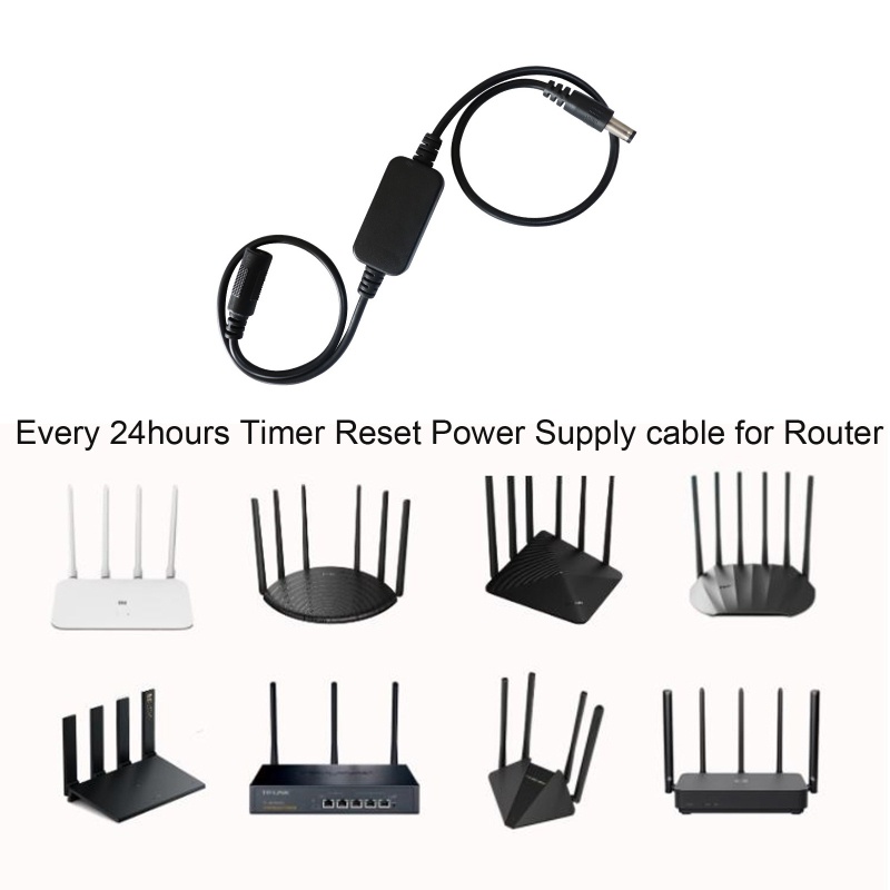 Ngôi Sao 5V 9V 12V 5 5x2 1mm 24 giờ Đặt Lại Tự Động Khởi Động Lại Cáp Nguồn Cho Modem Cầu WiFi Repeater Modem