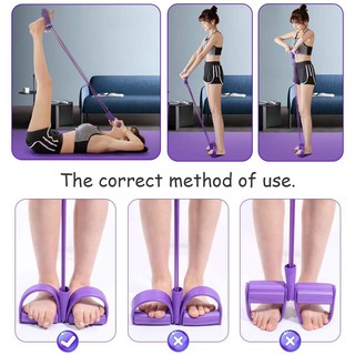 Dây Kéo Đàn Hồi 4 Ống Cao Su Yoga, Bàn Đạp Chân Dụng Cụ Tập GYM Thể Dục Chính Hãng