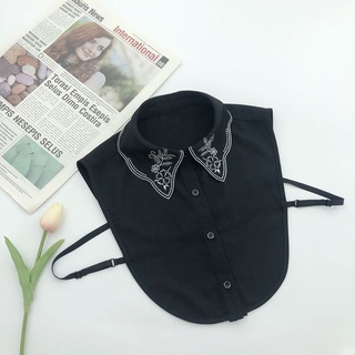 Cổ Áo Sơ Mi Giả Thêu Hoa Màu Trắng / Đen Chất Liệu Chiffon Cho Nữ