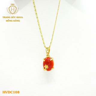 Dây Chuyền, Vòng Cổ Nữ Mặt Đính Đá, Titan Xi Mạ Vàng Non 24k Cao Cấp - Trang Sức Hava Hong Kong