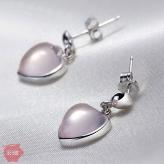 Bông tai trái tim đá nhân tạo hồng BHBT69
