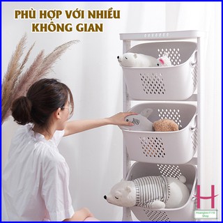 Kệ đa năng 2 và 4 tầng cùng giỏ nhựa Việt Nhật Plastic 5567 (3 giỏ + 1 nắp) { H }