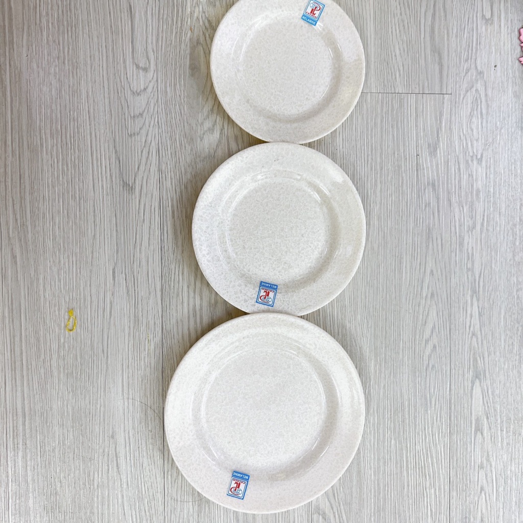 Dĩa Cạn Tròn Nhựa Melamine Vân Đá Trắng  Cao Cấp đủ size Fataco Việt Nam
