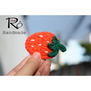 Dây buộc tóc dâu tây xinh cho nữ và bé gái 5cm |Đồ cột tóc len thanh lịch |Shop Rô Handmade
