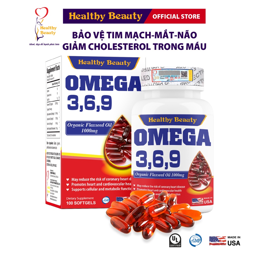 Ảnh Viên Uống Healthy Beauty Omega 3,6,9 Từ Dầu Hạt Lanh 100 Viên & 200 Viên 2