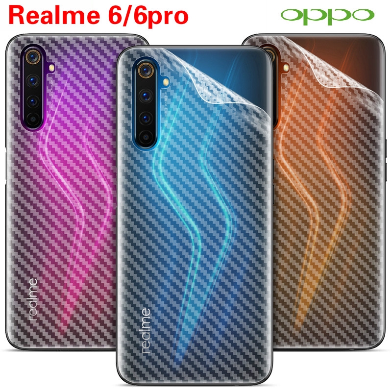 Oppo Realme 6 / Realme6 Pro Họa Tiết Sợi Carbon Mờ Mặt Sau Miếng Dán Phía Sau Phim Bảo Vệ Mềm Mờ