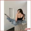 Áo Croptop Ôm body Khoét Bụng Dây Chéo Dạng Bra Có Mút Siêu Xinh BORAM SG
