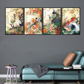 Tranh Treo Tường Tứ Quý - Tranh Phong Thủy Laminate Tráng Gương