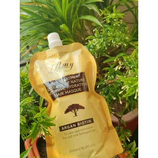 Kem hấp ủ tóc siêu mềm mượt dưỡng chất Argan & Biotin Collagen Amy 500ml - chống lão hóa cho tóc